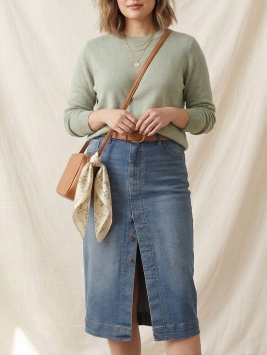 Express Dresses & Skirts - Express Mid-Blue Button-Front Denim Skirt*stretch*